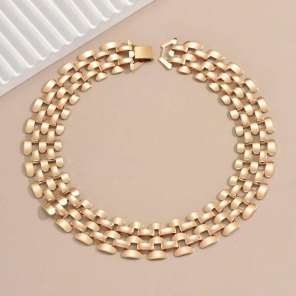 18K Gold Filled Statement Link Collar Necklace - Picture 5 of 5